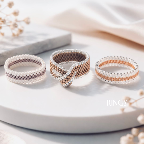 Handmade beaded rings created with peyote technique made in Australia with love.