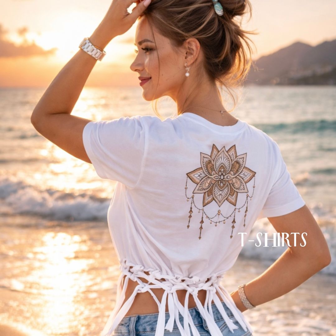 Macrame jewellery and coastal T-shirts with boho inspired illustrations, handmade in Australia