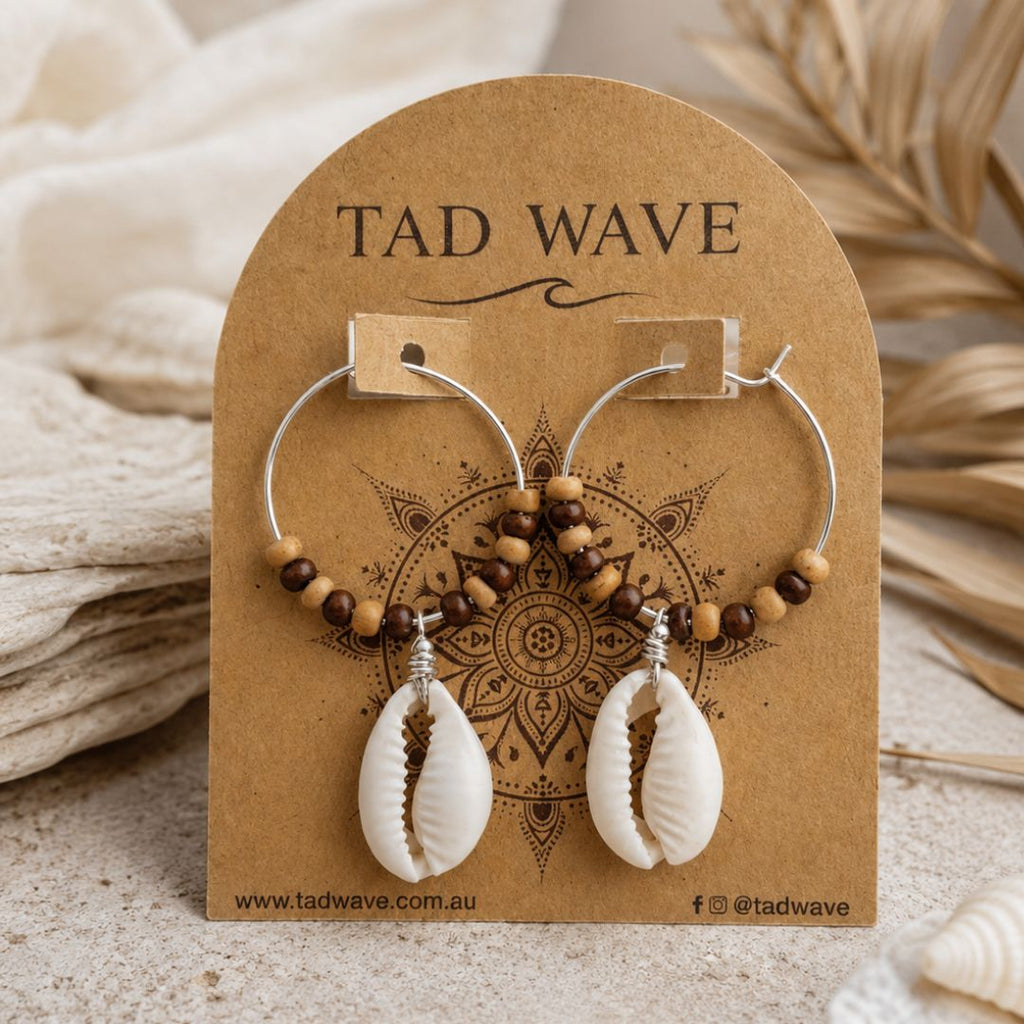 Cowrie Shell Hoops Earring