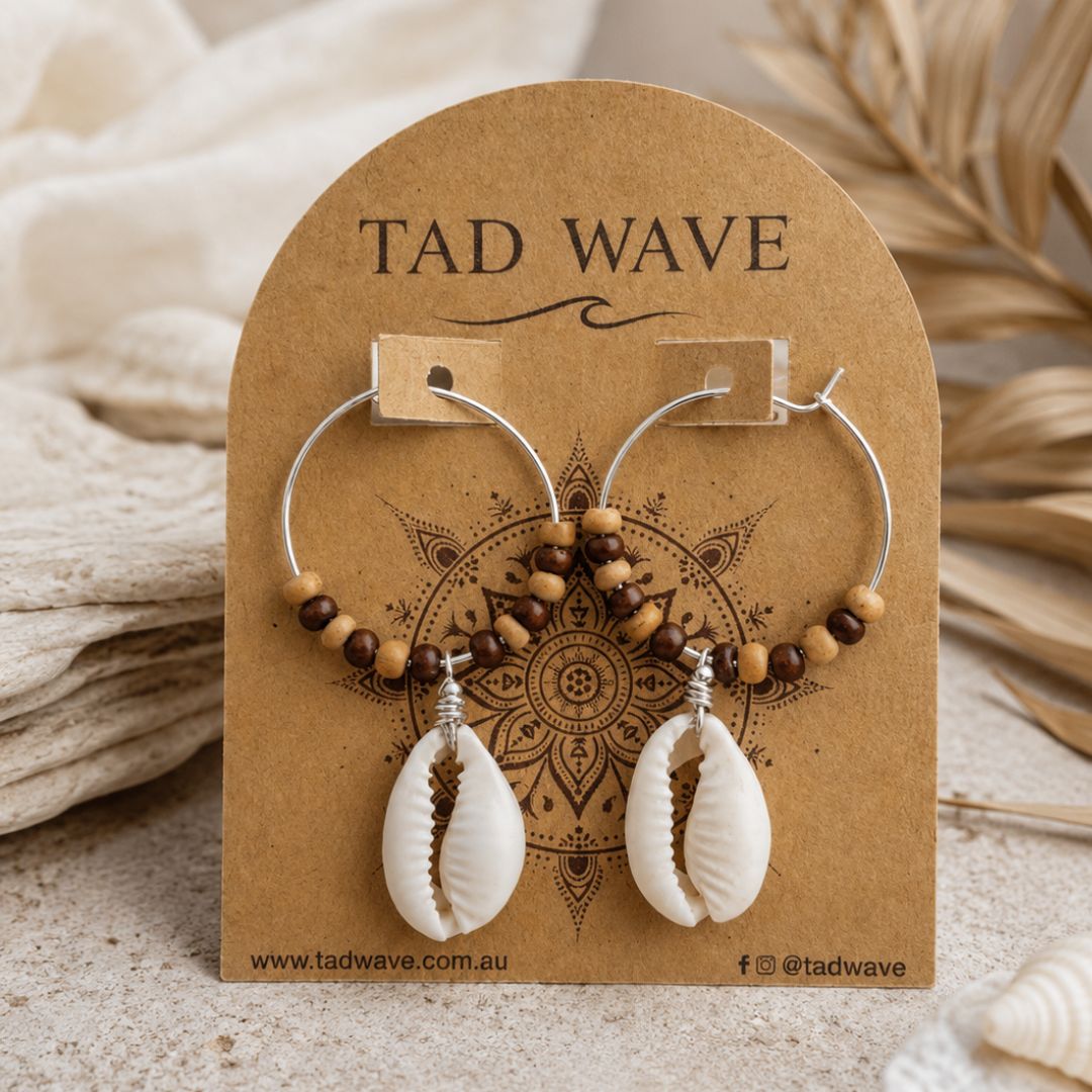 Cowrie Shell Hoops Earring