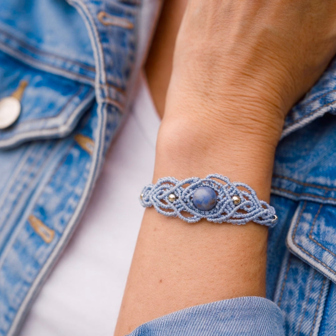 Blue Macrame Angelite Bracelet