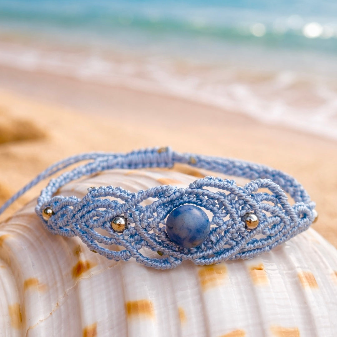 Blue Macrame Angelite Bracelet