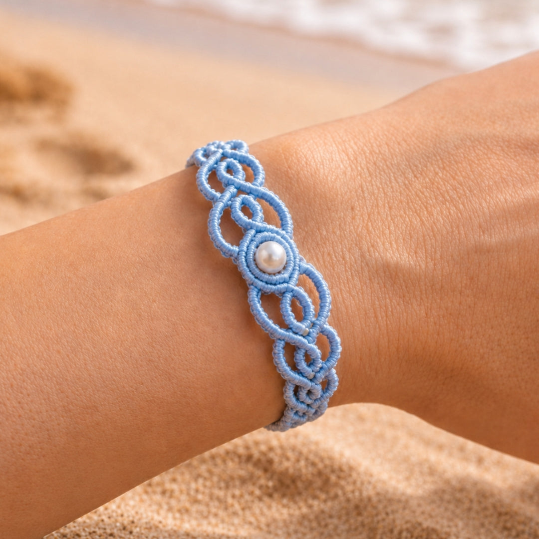 Delicate Macramé Pearl Bracelet