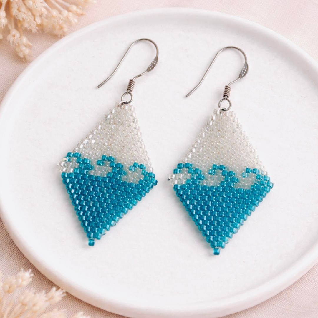 Ocean Wave Beaded Earrings – Turquoise Handmade Jewellery
