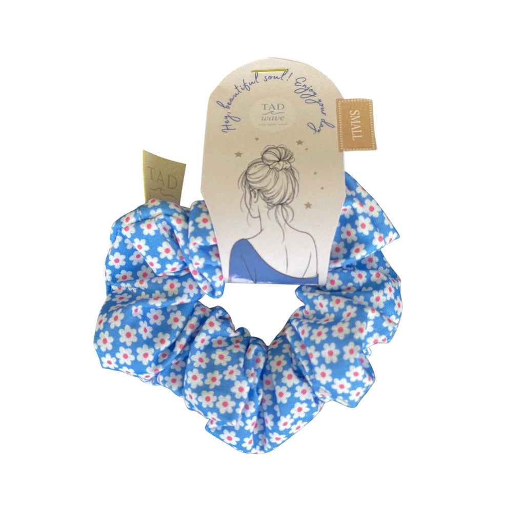 Blue Flower Daisy Scrunchie