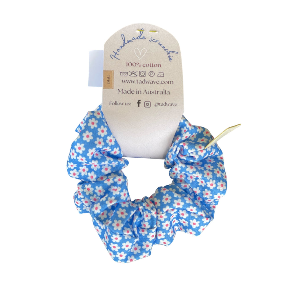 Blue Flower Daisy Scrunchie